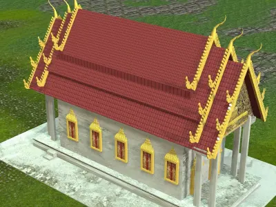 monastery buddhist temple in thailand 3D model