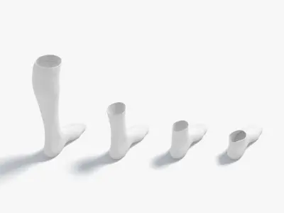 White Single Socks different shapes - fabric sox  Low-poly 3D model