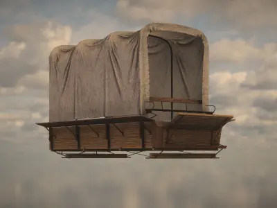 Western Wagon Low-poly 3D model