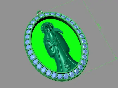  santa muerte holy death small size pendant 3D STL 3DM skull 3D print model