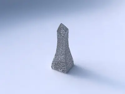 Vase squeezed and bent rectangle 2 with dense twisted organic... 3D print model