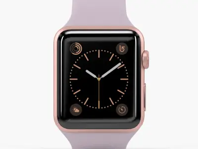 Apple Watch Rose Gold Aluminum Case Lavender Sport Band Low-poly 3D model