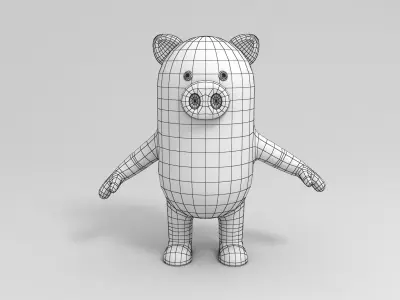 Rigged Pig Character 3D model