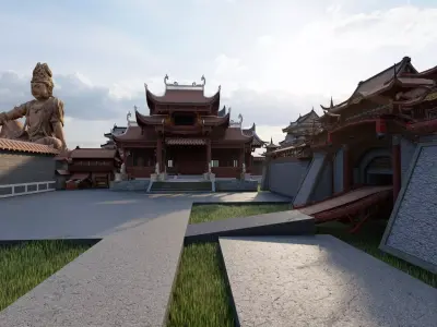 Ancient Indian Mythic University Low-poly 3D model