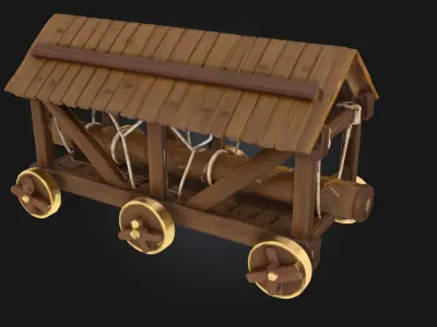 Wooden Siege Engine Model  Power of Medieval Warfare 3D model