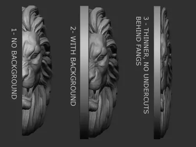 Lion pendant 2 - three versions 3D print model