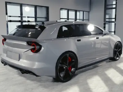 BLENDER EEVEE Brandless Mid Size 4 door suv Low-poly 3D model