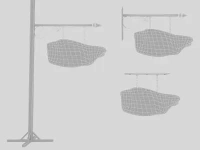 old wooden coffee sign 02 Low-poly 3D model