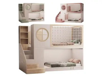 Bunk bed for children 2 3D model