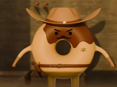 Sheriff Sprinkles The Donut Low-poly 3D model