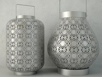 Silver Lace Lanterns 3D model