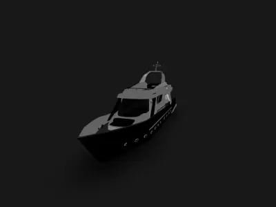 Luxury Yacht 3D Model Modern Motorboat with Flybridge Low-poly 3D model
