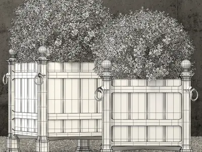 Restoration Hardware versailles wood panel planters 3D model