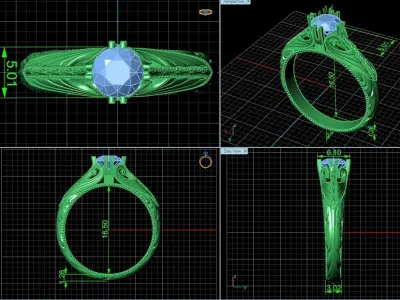 vintage inspired engagement ring 896 3D print model