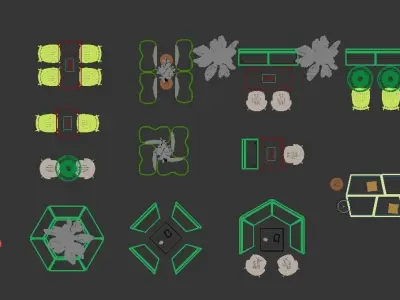 Coffee Lounge Seating Group Furniture Low-poly 3D model