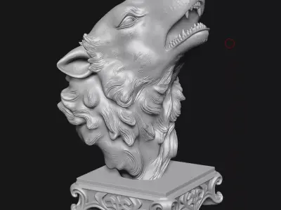 Wolf head sculpture 3D print model