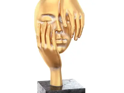 Decorative figurine face with hands 3D print model