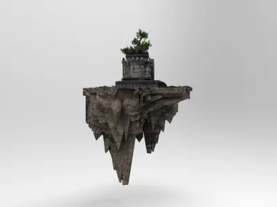 flying temple island 3D model