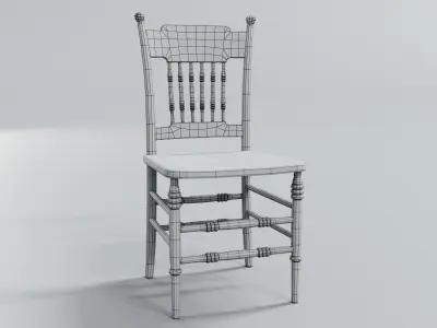 chair and table set - antique furniture Low-poly 3D model