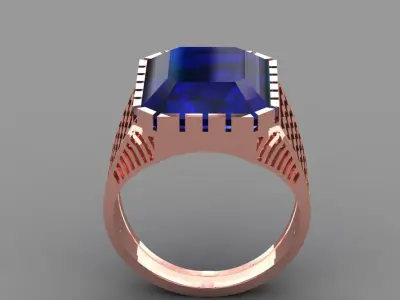 Beautiful emerald  cut  gents ring jewelry 3D print model
