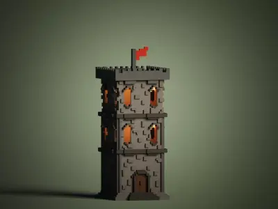 WatchTower lego tower Low-poly 3D model