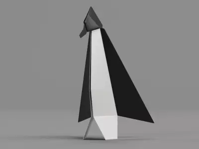Paper Penguin Low-poly 3D model