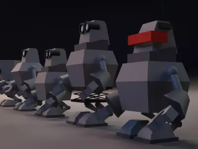 Cartoon Robots Low Poly Pack 3D model