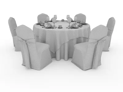 Banquet Table and Chair 47 3D model