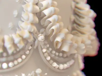 Modular Royal White Wedding Cream Cake Pie 3D model