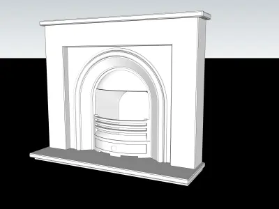 Open Fireplace with Black Marble Surround 3D model