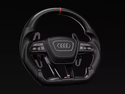 High-Detail Audi RS Carbon Fiber Steering Wheel 3D model