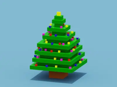 Voxel Christmas Tree Low-poly 3D model