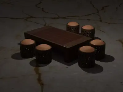 small chair table seen 3d models Low-poly 3D model