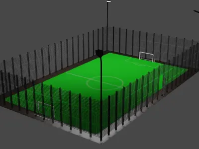 Mini football field with artificial grass 3D model