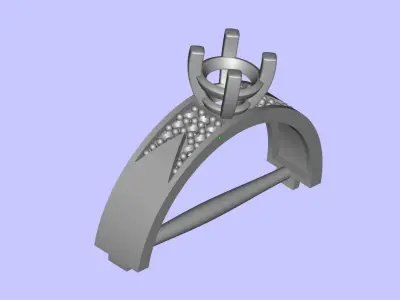 Womens Two piece solitaire ring 3D print model