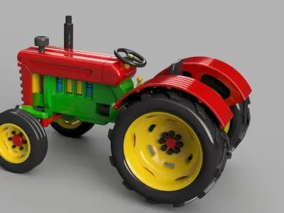 A TRACTOR WITH A ROTATING ENGINE 3D print model