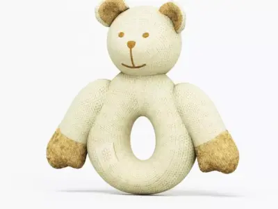 Beige And Gold Doughnut Shaped Teddy Bear 3D model