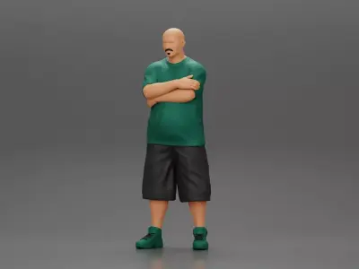 Fat Gangster standing and folding one s arms 3D print model
