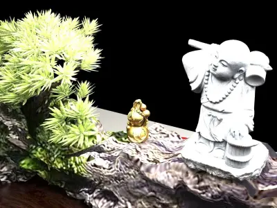 Chinese gourd  with Buddha  monk  3D model