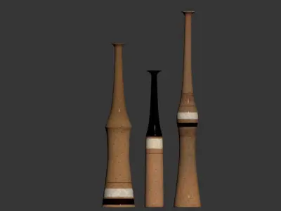 Bruno Gambone Set of 3 Bottles Ceramic Vases 3D model