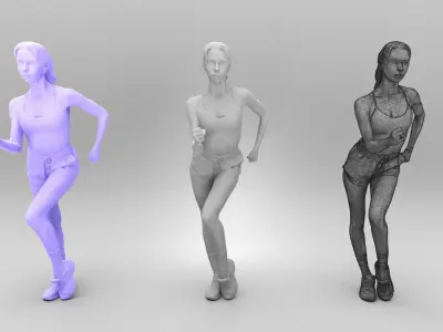 Sporty young woman doing workout 373 Low-poly 3D model