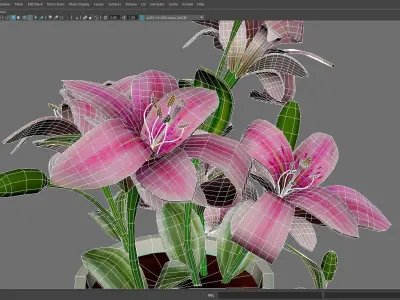 Handpainted Lillies by Brin Z Prince Low-poly 3D model