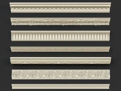 Classic carvings moldings and gypsum cornice 10 3D model