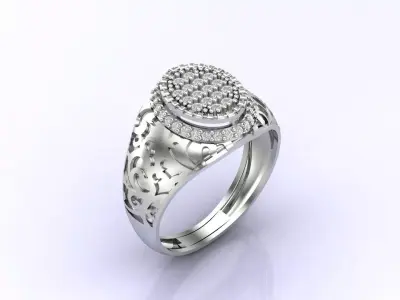 Print Ready STL 3DM  Gents Rings Diamond Men Ring  3D print model 174