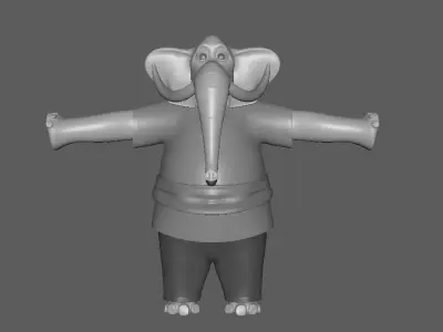  Cartoon Elephant - base mesh Low-poly 3D model