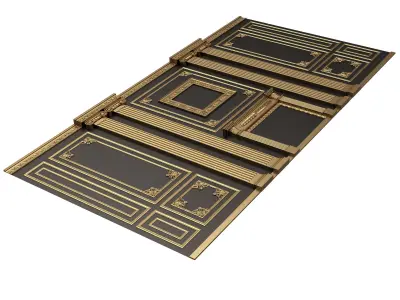Boiserie Classic Wall with Mouldings 02 Black Low-poly 3D model