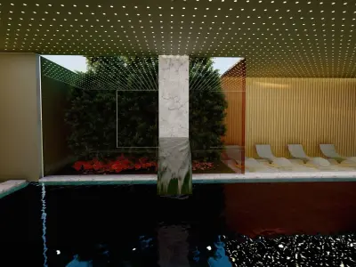LUXURY  MODERN POOL VILLA JACUZZI INTERIOR GARDEN Low-poly 3D model