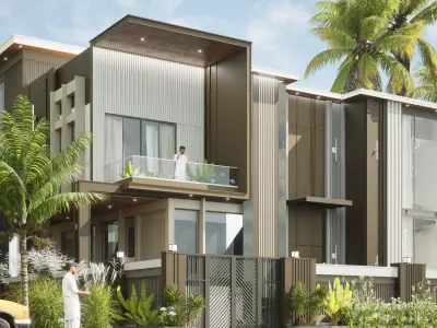 Modern Bungalow with Private Villa Aesthetic  Low-poly 3D model