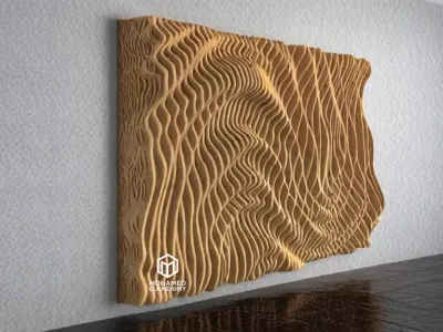 Parametric Wavy Wooden Wall Decor 19 - wood cutting machines  3D model