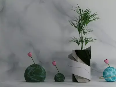 Modern Stylized Vase Set Free 3D model
